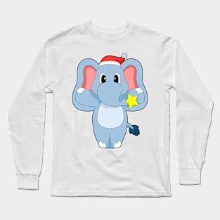 Elephant Christmas Santa hat Long Sleeve T-Shirt